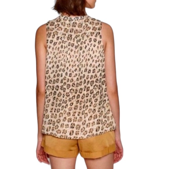 NWT JOIE Corie Silk Abstract Leopard Print Smocked Sleeveless Tank Top - XS - Picture 16 of 16